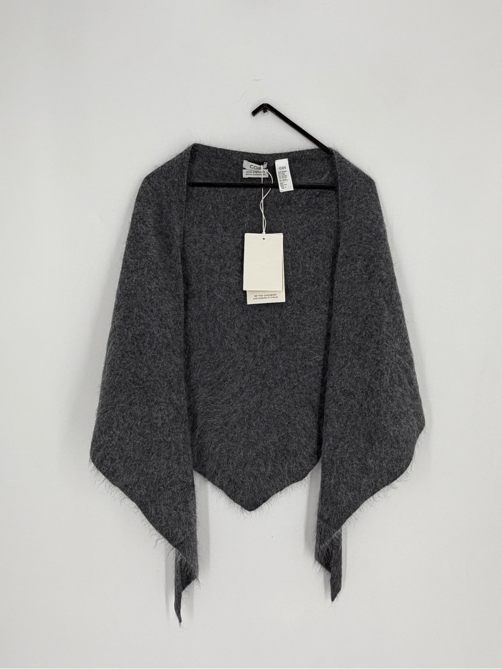 Cos Gray Brushed Cashmere Triangle Scarf